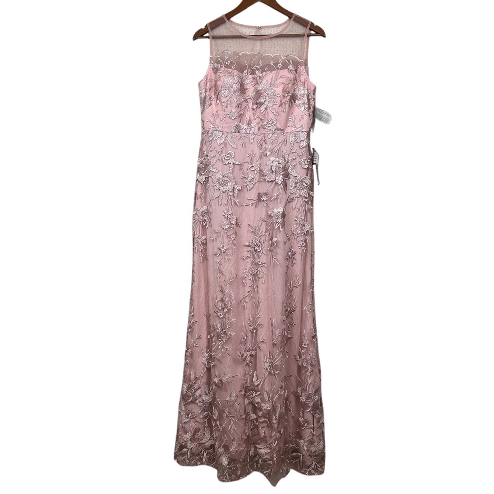 Alex Evenings Gown Women 6 Pink Embroidered Floral Lined Mother of The Bride‎